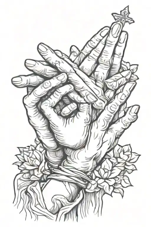 Blessed pray hands holding tattoo design idea