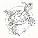 Turtle Surfing tattoo design idea