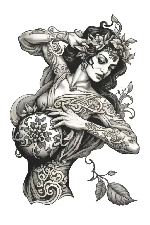 hades persephone reaching for the pomegranet tattoo design idea