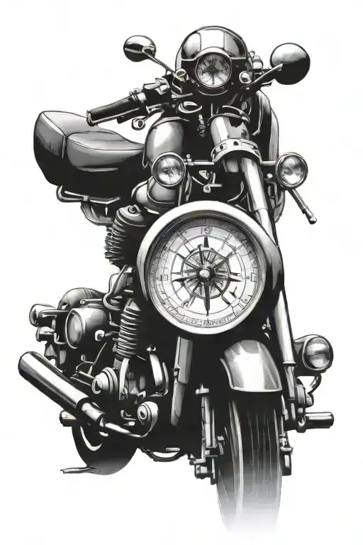 compass motorcycle  tattoo design idea