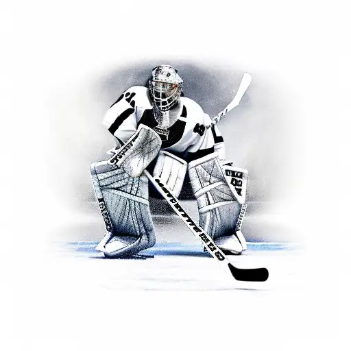 Crusader knight battling an ice hockey goalie tattoo design idea