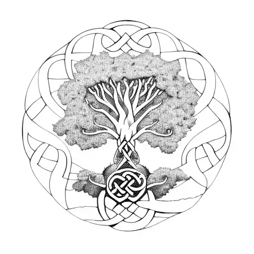 Tree of Life, Celtic knot, family, vintage, 3 siblings  tattoo design idea