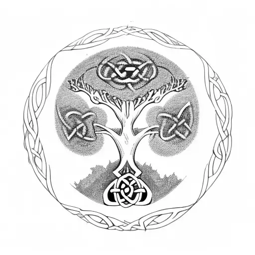 Tree of Life, Celtic knot, family, vintage  tattoo design idea