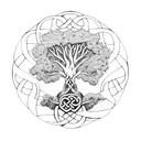 Tree of Life, Celtic knot, family, vintage, 3 siblings  tattoo design idea