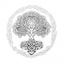 Tree of Life, Celtic knot, family, vintage, 3 siblings  tattoo design idea