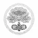 Tree of Life, Celtic knot, family, vintage, 3 siblings  tattoo design idea