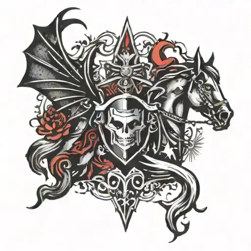 Dark knights and symbols tattoo design idea