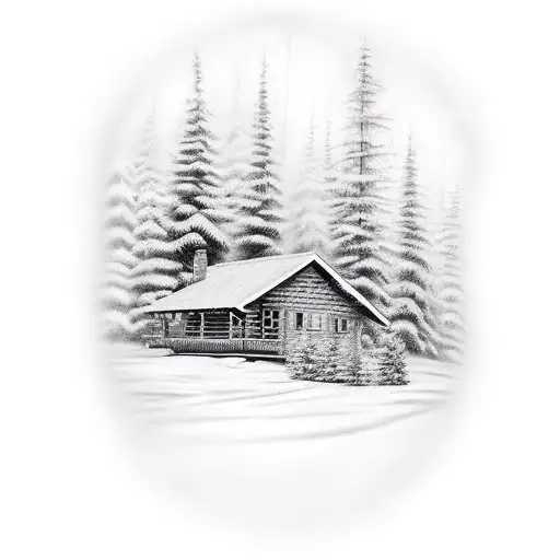 cabin in the woods tattoo design idea