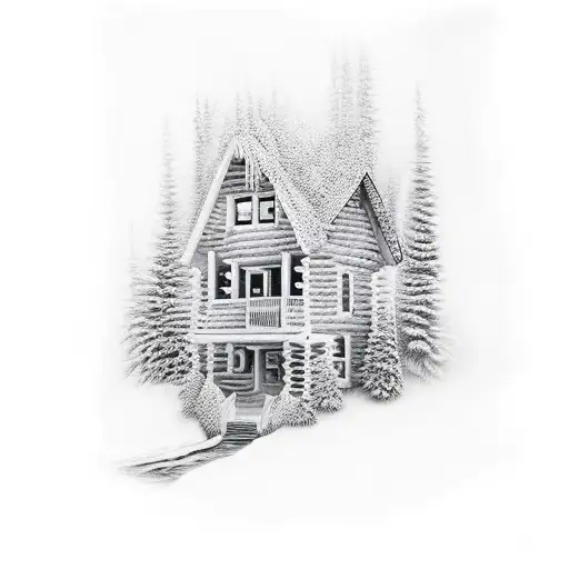 cabin in the woods tattoo design idea