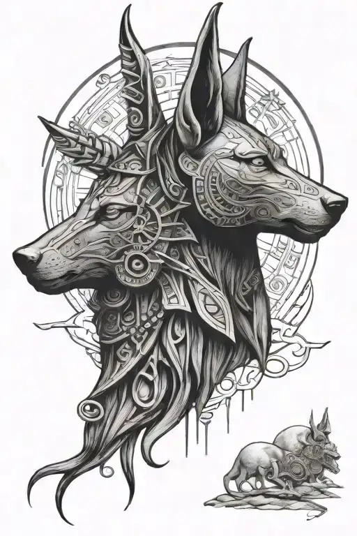 anubis horus virgo sign moon cycle lunaire tattoo design idea