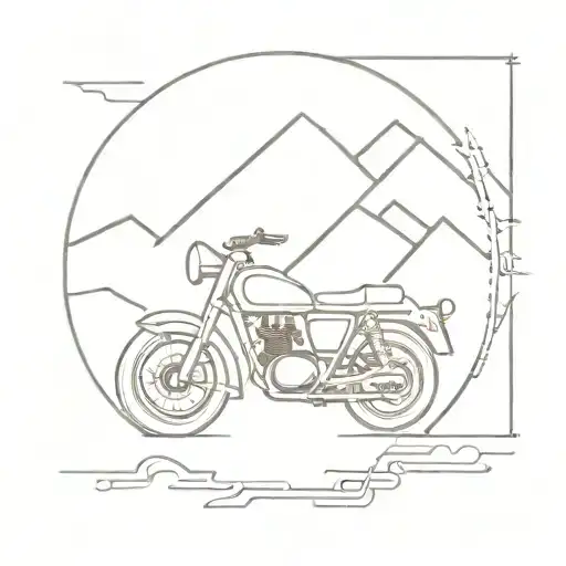 Adventure motorcycle and open roads diverge tattoo design idea