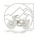 Adventure motorcycle and open roads diverge tattoo design idea