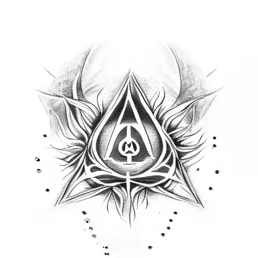 deathly hallows with flowers tattoo design idea