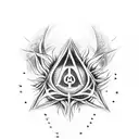 deathly hallows with flowers tattoo design idea