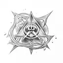 deathly hallows with flowers tattoo design idea