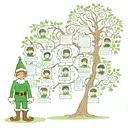 elf and family tree tattoo design idea