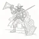 To create a tattoo design with a warrior undertaker holding a shovel and an AK-12 with a collimator, here is a detailed description tattoo design idea