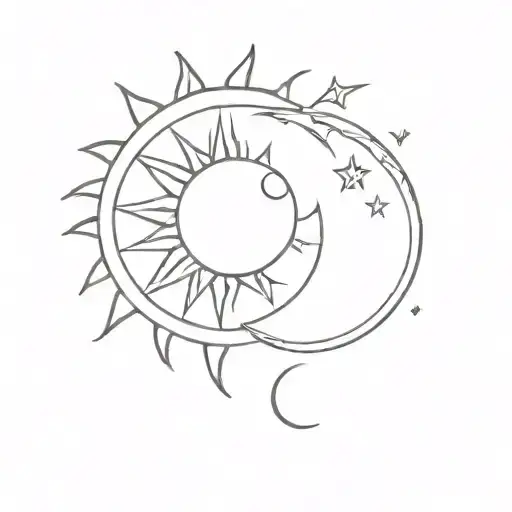 sun and moon merging together tattoo design idea