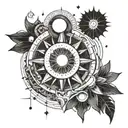 sun and moon surrounded tattoo design idea