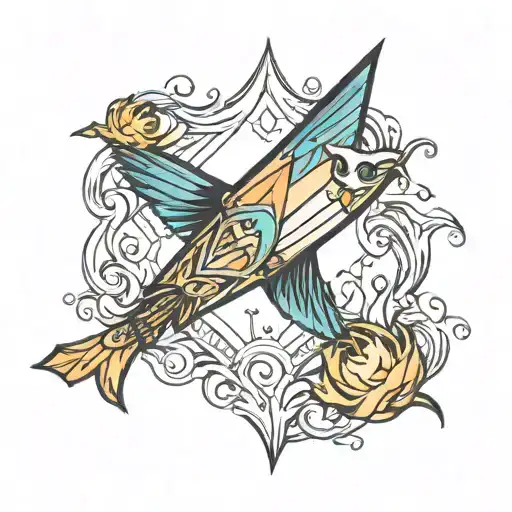 kite and flame tattoo design idea