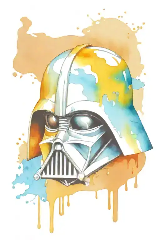 dripping darth vader with crack helmet and skull showing  tattoo design idea