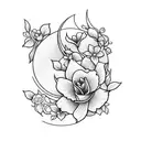 jasmine flowers in the form of a crescent moon tattoo design idea