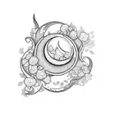 jasmine flowers in the form of a crescent moon tattoo design idea