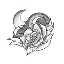 jasmine flowers in the form of a crescent moon tattoo design idea