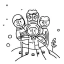 Family portrait of 4 in stick figure tattoo design idea