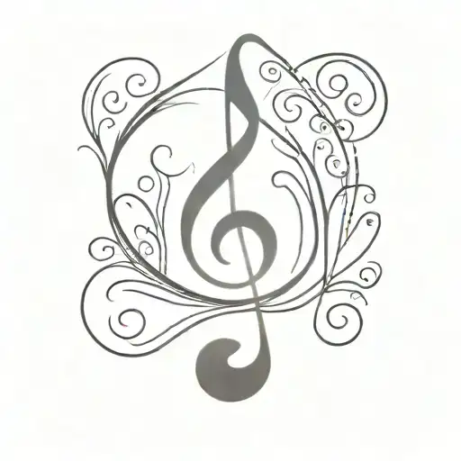 A minimalist tattoo of a candle flame morphing into a musical note tattoo design idea