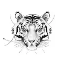 Tiger with moon and roses tattoo design idea