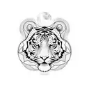 Tiger with moon and roses tattoo design idea