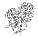 two carnations and one violet on stems with two butterflies  tattoo design idea
