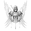 An archangel in armor rising tattoo design idea