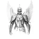An archangel in armor rising tattoo design idea