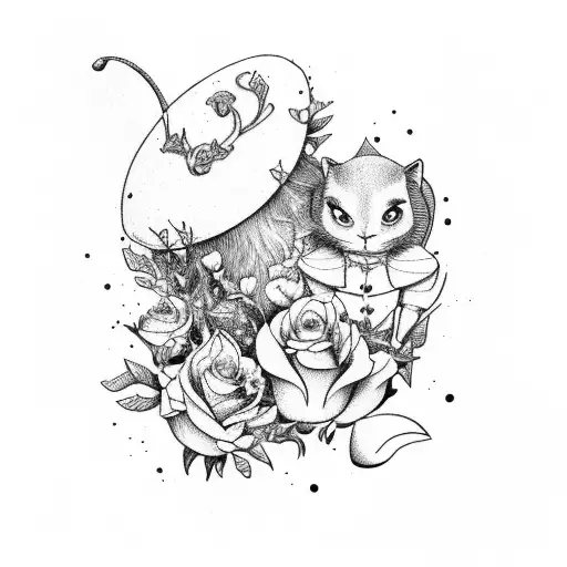 little prince and alice in wonderland surrounded with roses, whole arm tattoo tattoo design idea