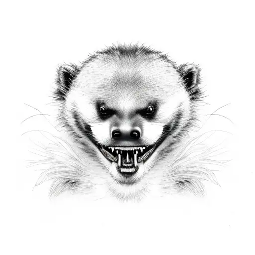 Honeybadger with it's teeth slightly out but with a slightly goofy look on its face tattoo design idea