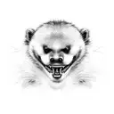 Honeybadger with it's teeth slightly out but with a slightly goofy look on its face tattoo design idea