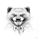 Honeybadger with it's teeth slightly out but with a slightly goofy look on its face tattoo design idea