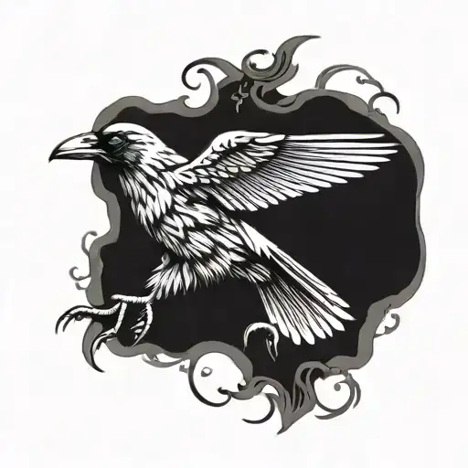 crow flying tattoo design idea
