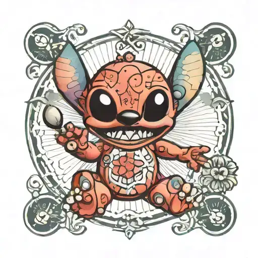 stitch on ketamine dmt psilocybin tattoo design idea