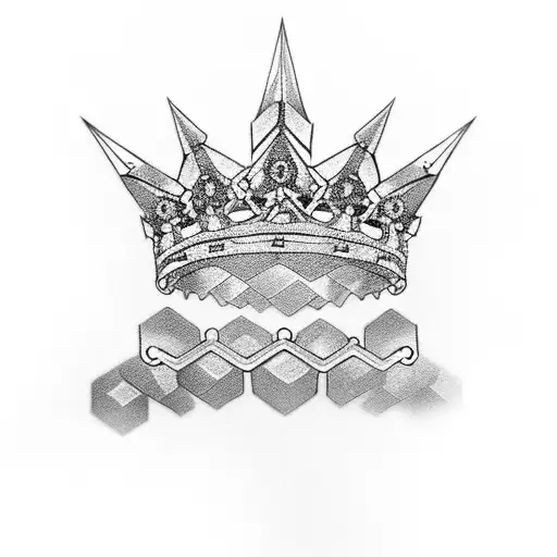 Chain forearm crown jewels spikes tattoo design idea