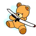 teddy bear with a knife tattoo design idea