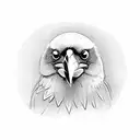 A crow facing the camera with a single crimson red eye tattoo design idea