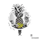 drinking pineapple milk under a tree tattoo design idea