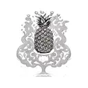 drinking pineapple milk under a tree tattoo design idea