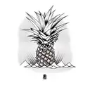 drinking pineapple milk under a tree tattoo design idea
