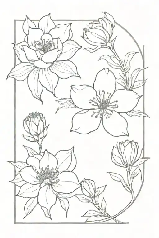 August and December birth flowers tattoo design idea