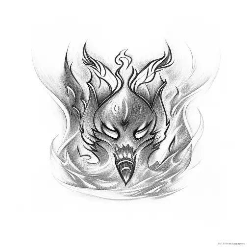 fire with the initials BW in the smoke or flames tattoo design idea