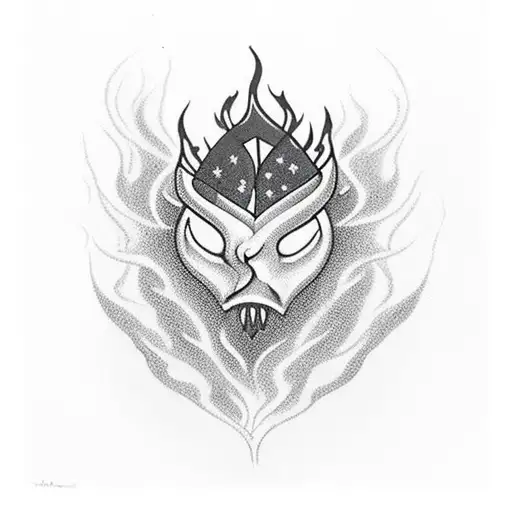 campfire with "BW" in the smoke tattoo design idea